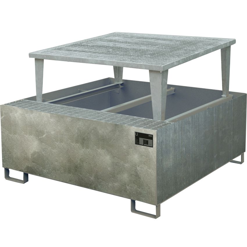 Bac de rétention acier galvanisé 1 cubitainer, 1100 litres
