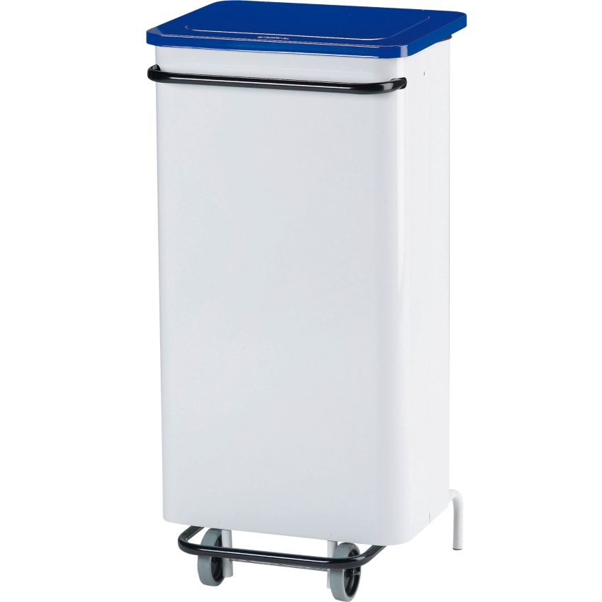 Poubelle acier mobile CollecRoule à pédale, 110 litres