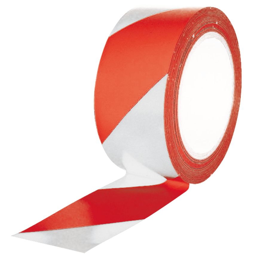 Ruban de signalisation adhésif multi-usage rouge et blanc 33 m