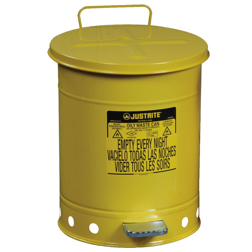 Poubelle métal pour déchets huileux et solvants 53 litres