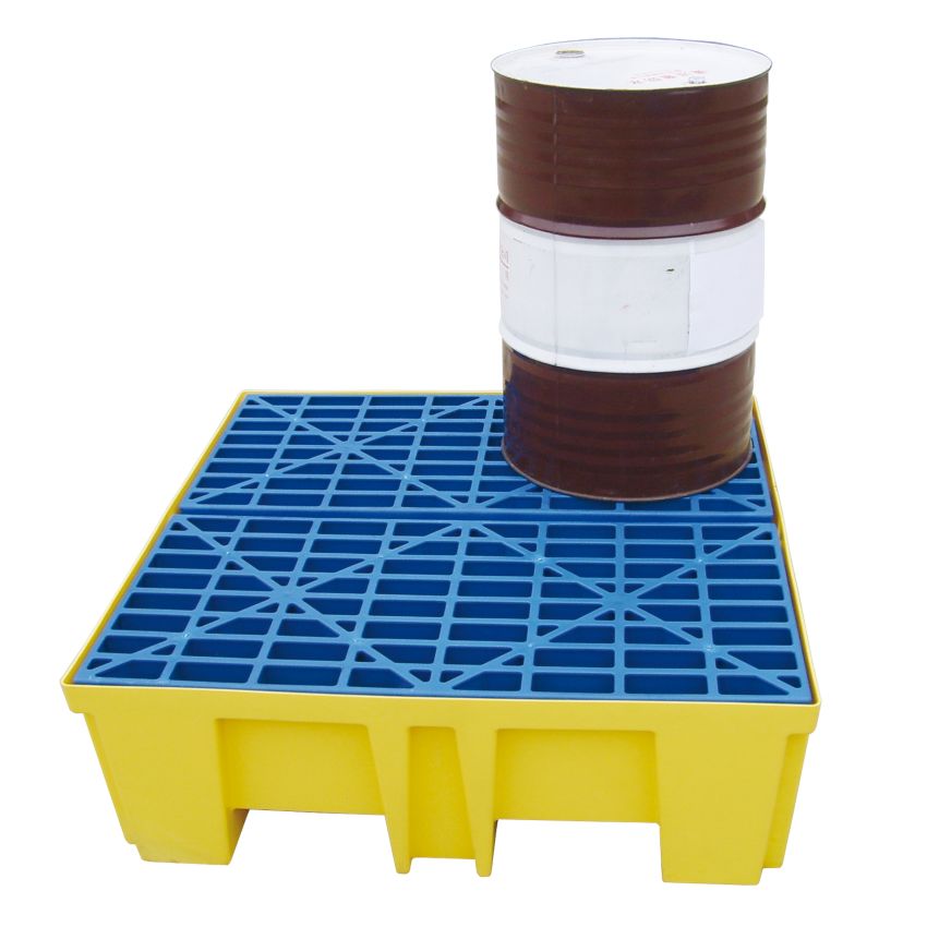 Bac de rétention polyéthylène 4 fûts, 510 litres