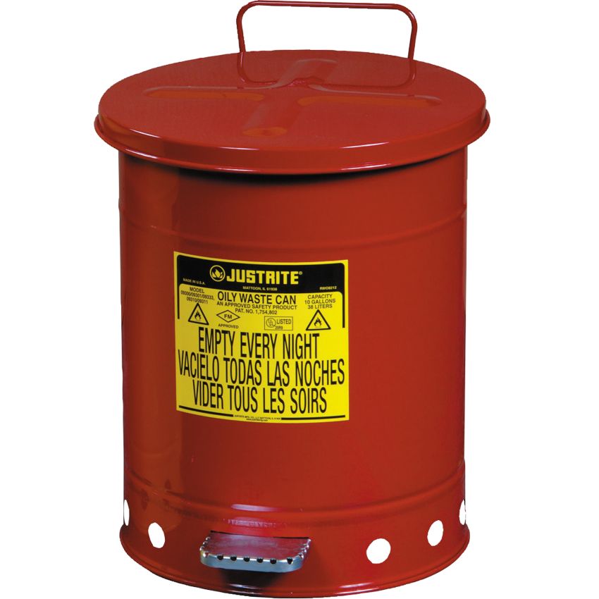 Papelera metal para residuos oleosos y disolventes 23 litros