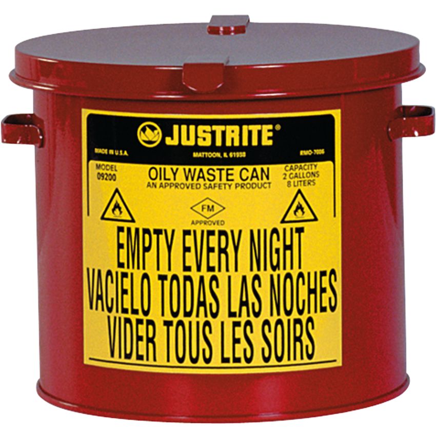 Papelera metal para residuos oleosos y disolventes 8 litros