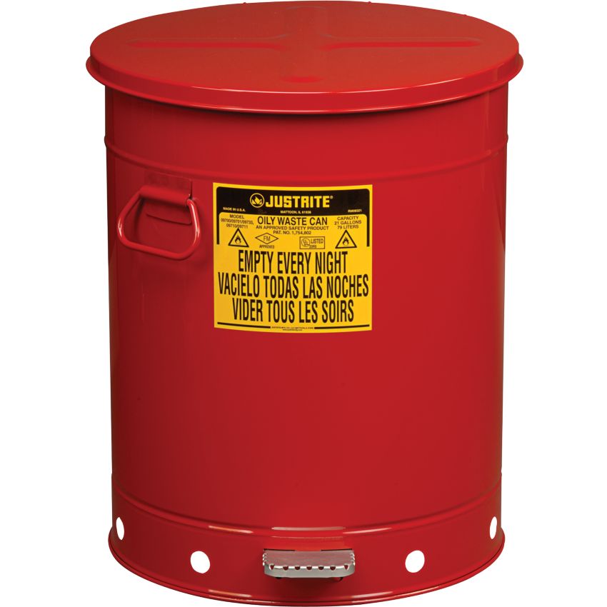 Poubelle métal pour déchets huileux et solvants 79 litres