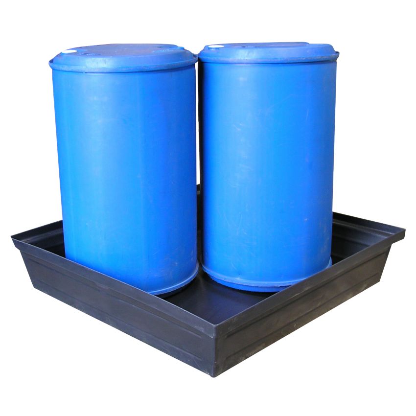 Bac de rétention polyéthylène à fond plat 4 fûts, 240 litres
