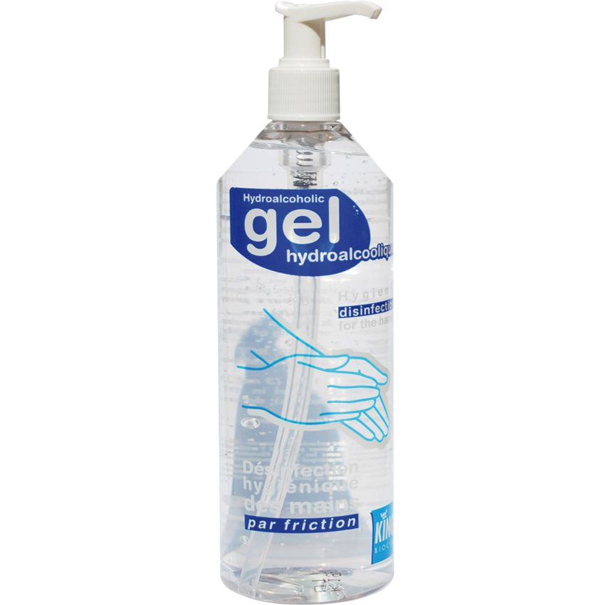 Lot 3 flacons pompe gel hydroalcoolique, 1 L