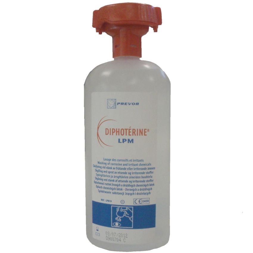 Solution de lavage polyvalente pour projections chimiques Diphotérine®, flacon 500 mL