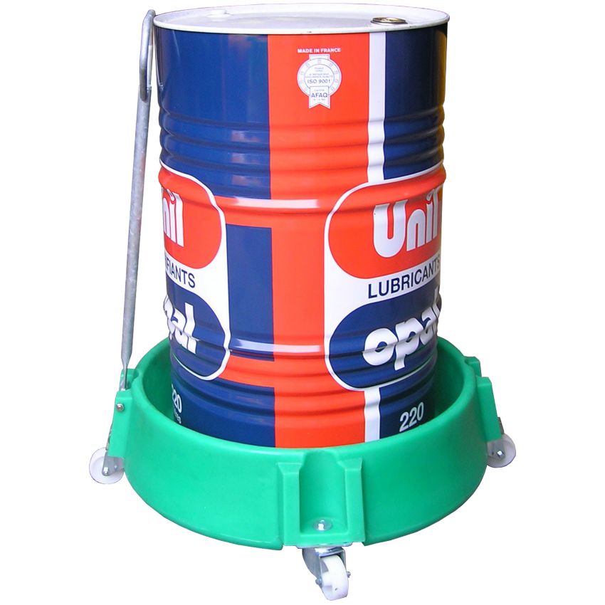 Porte-fût polyéthylène mobile avec timon, 40 litres