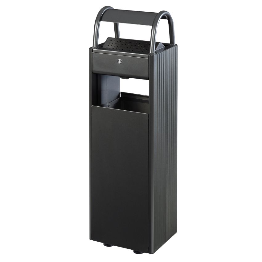 Poubelle 30 L en acier sur pied avec cendrier 6 L KOPA