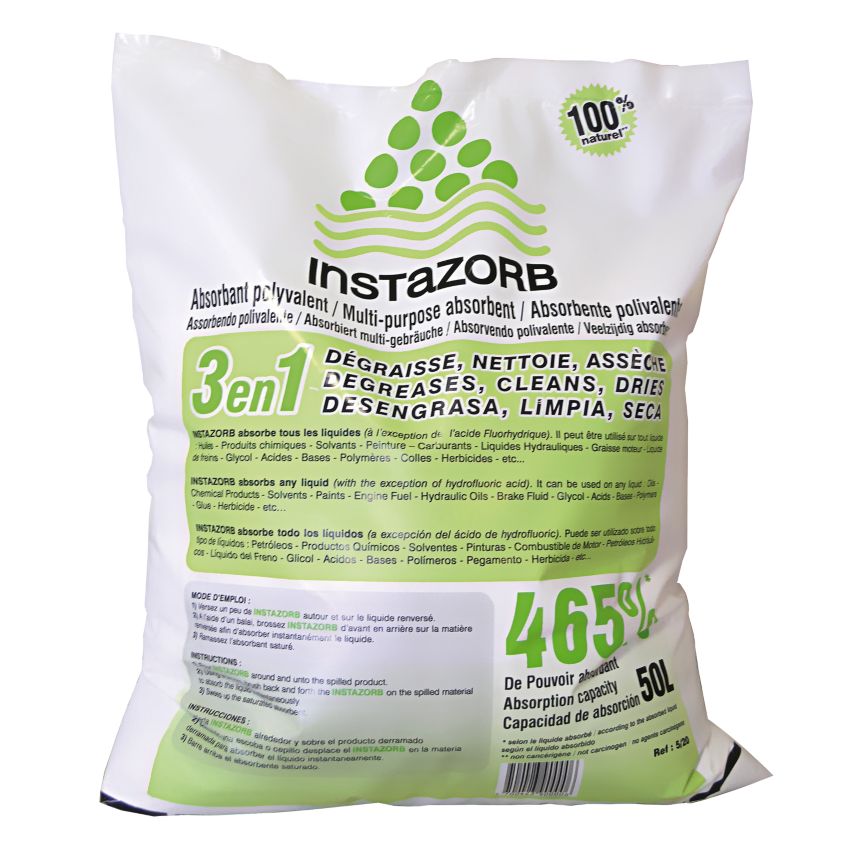 Absorbant minéral InstaZorb multi-usage pour liquides tout type de produit et de viscosité