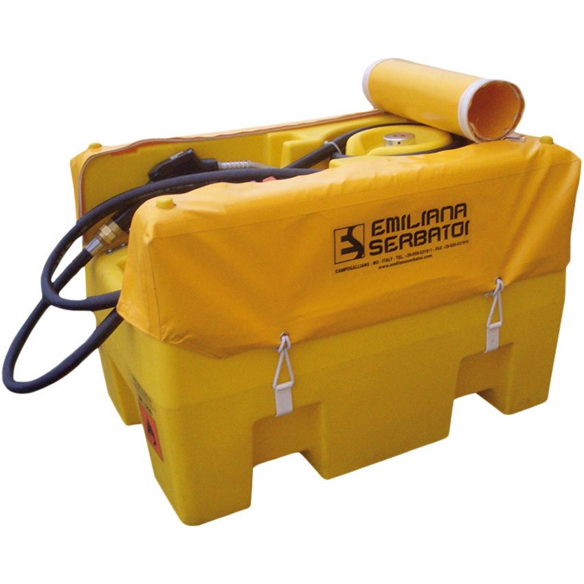 Cuve de transport gasoil polyéthylène CarryTank équipée 220 L avec bâche de protection