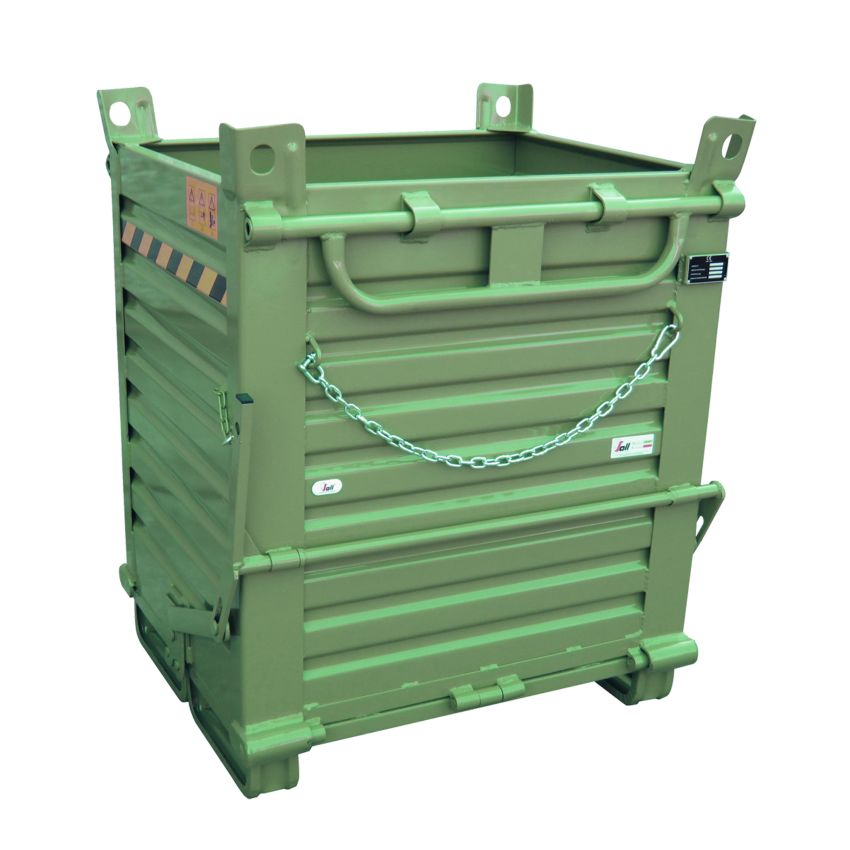 Contenedor apilable con fondo basculante doble batiente, 1040 L