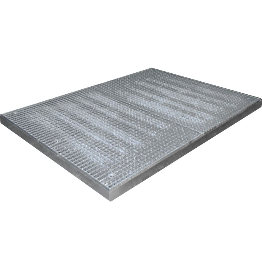 Plataforma de retención de acero galvanizado 6 bidones, 118 litros