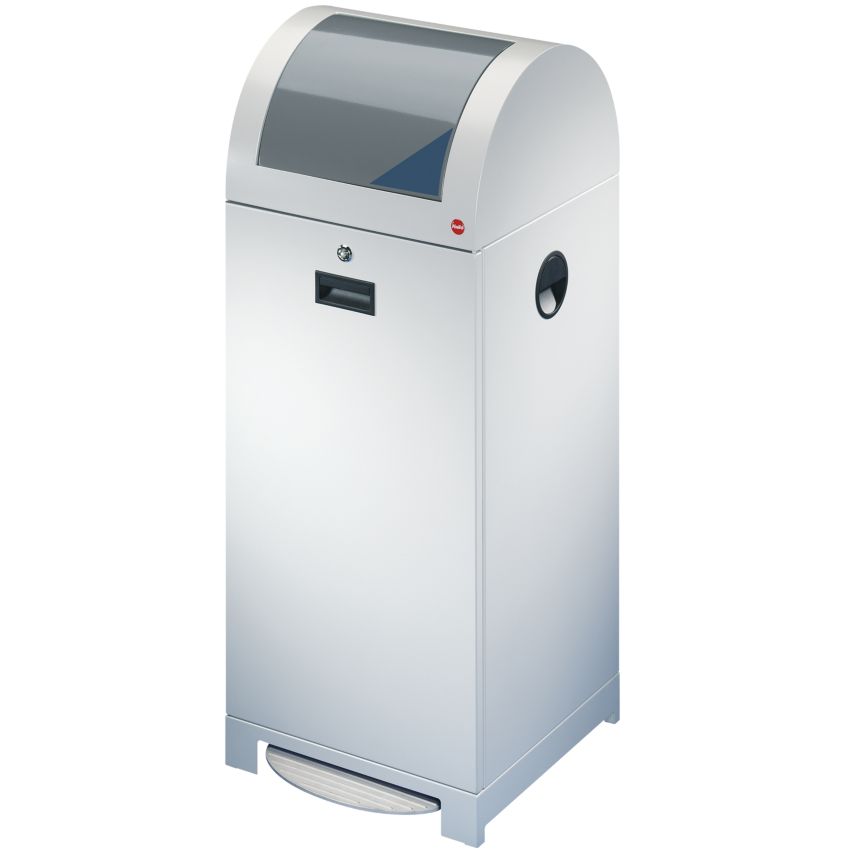 Poubelle métal à clapet avec support de sac et pédale pour tri sélectif, 70 L