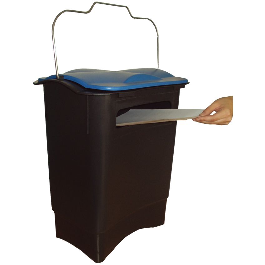 Poubelle plastique avec fente papier pour tri sélectif, 35 L