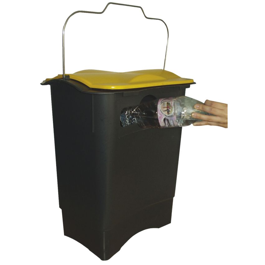 Poubelle plastique avec ouverture emballage pour tri sélectif, 35 L