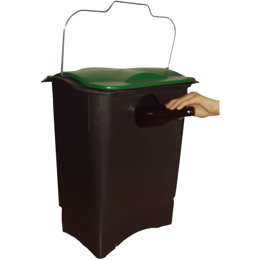 Poubelle plastique avec ouverture verre pour tri sélectif, 35 L
