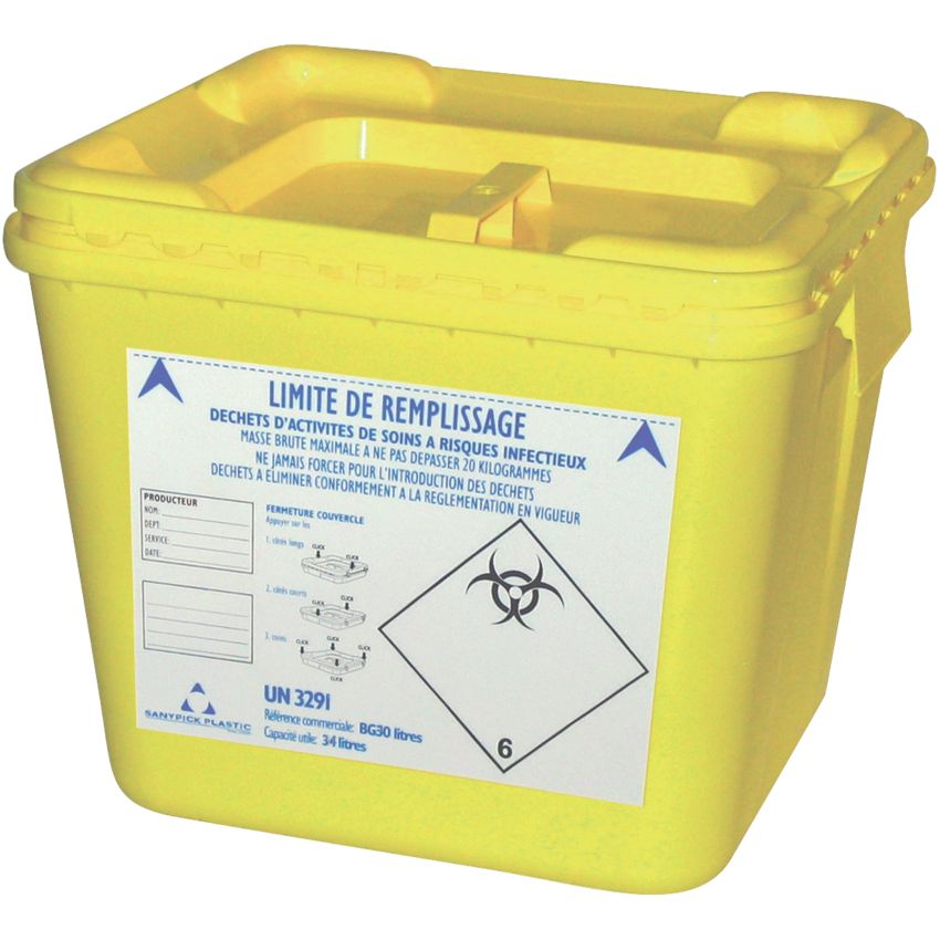 10 collecteurs plastique pour DASRI, 30 L