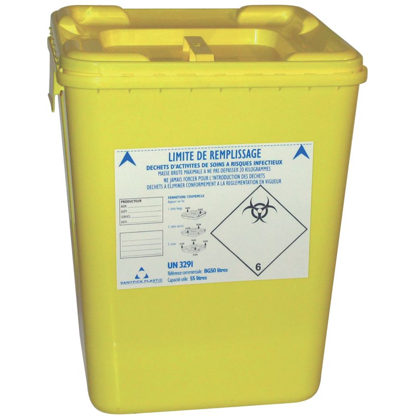 10 collecteurs plastique pour DASRI, 50 L