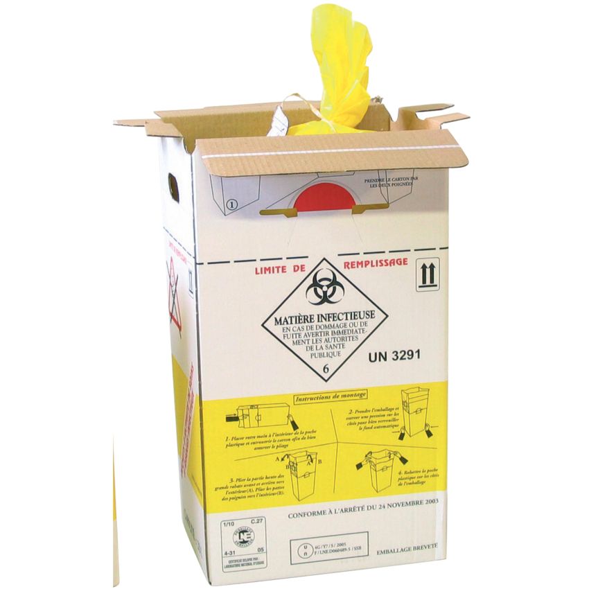 50 collecteurs carton étanchéifié pour DASRI, 23 L