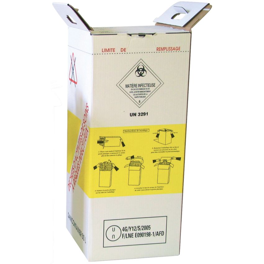 50 collecteurs carton étanchéifié pour DASRI, 50 L