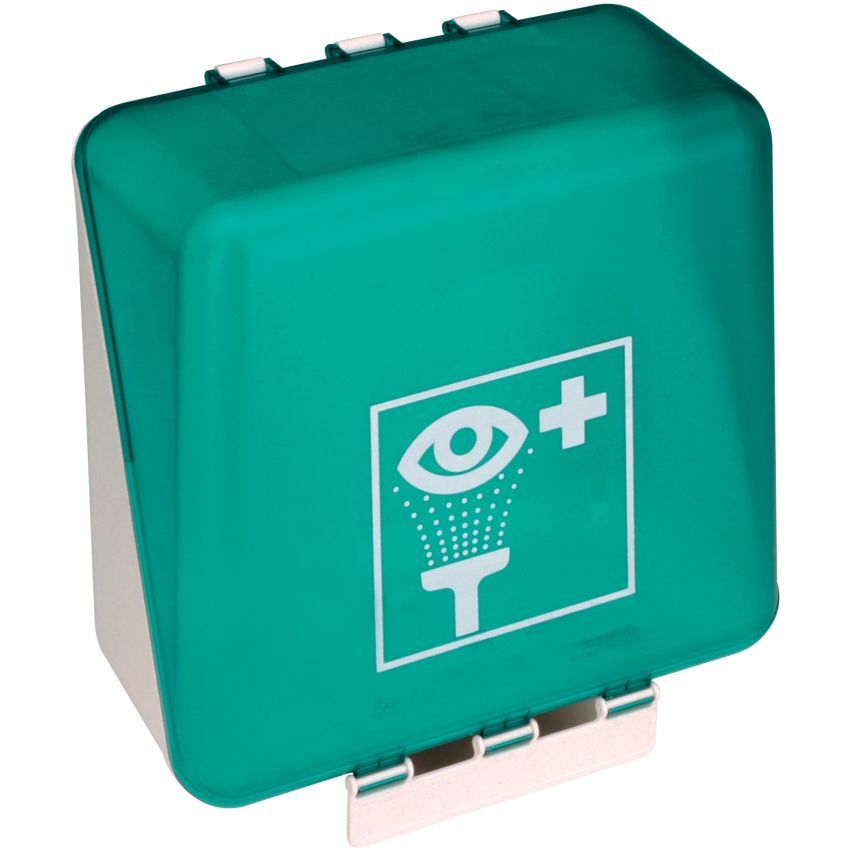 Système de rangement Secubox pour flacons de rinçage pour les yeux