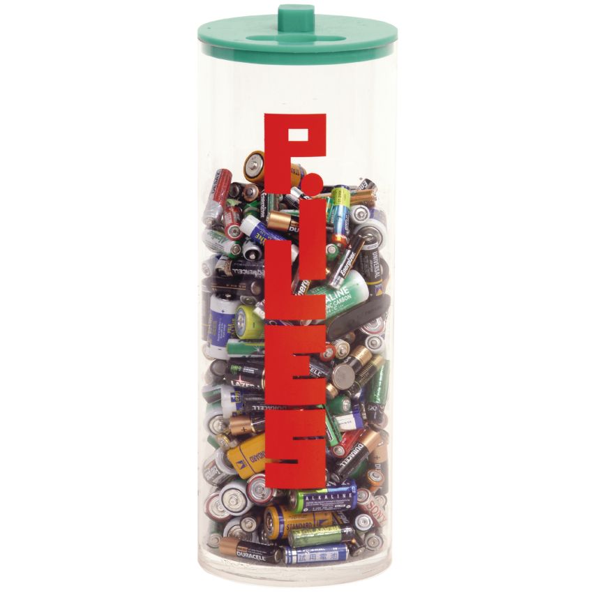 Collecteur de piles transparent sur socle - 5,5 L