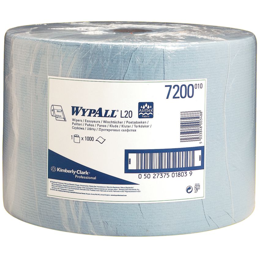 Bobina azul Wypall® L20 para secado corriente, 1000 formatos