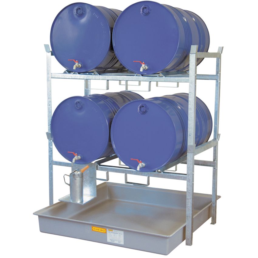 Poste de soutirage acier galvanisé avec bac polyester pour fûts, 220 litres