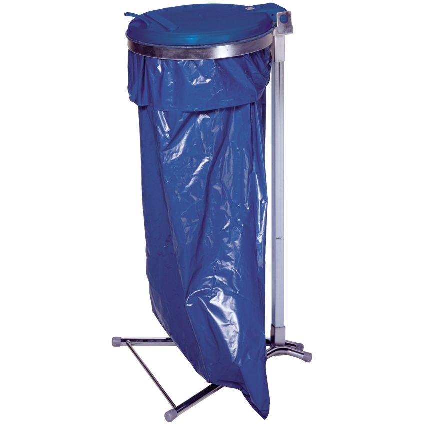 Support de sac sur pied avec couvercle plastique, 110 L