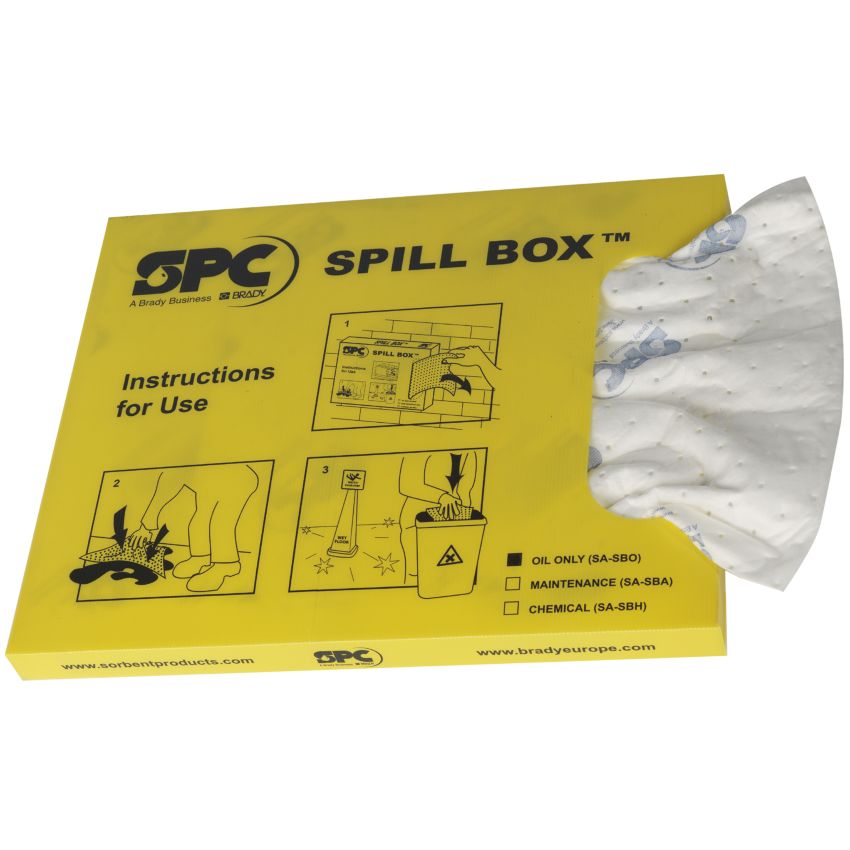 Boîte distributrice d'absorbants hydrocarbures, 10 litres