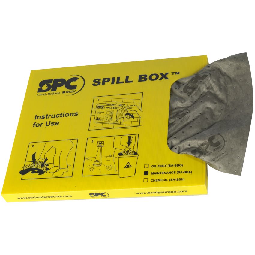 Boîte distributrice d'absorbants tous produits, 10 litres