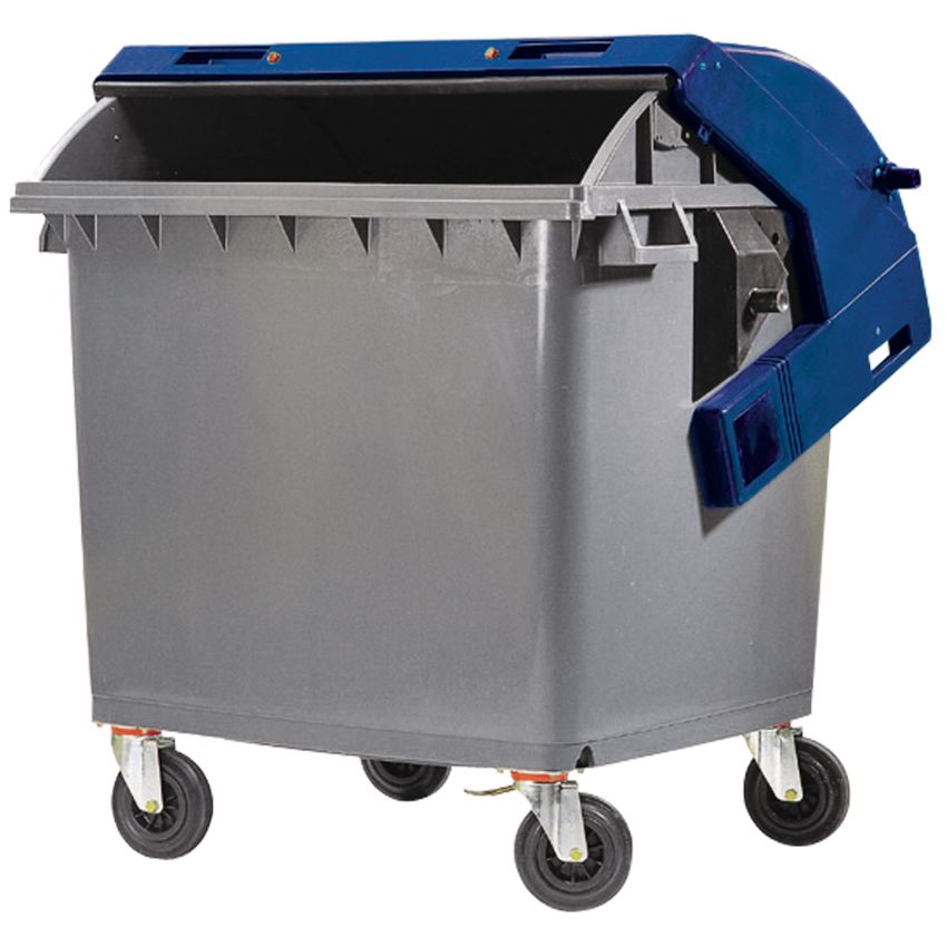 Conteneur plastique à couvercle couleur 4 roues, 1100 L