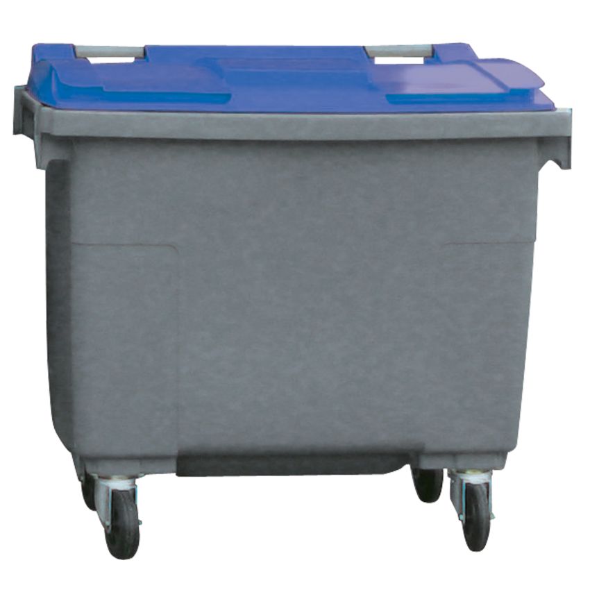 Conteneur plastique à couvercle couleur 4 roues, 500 L