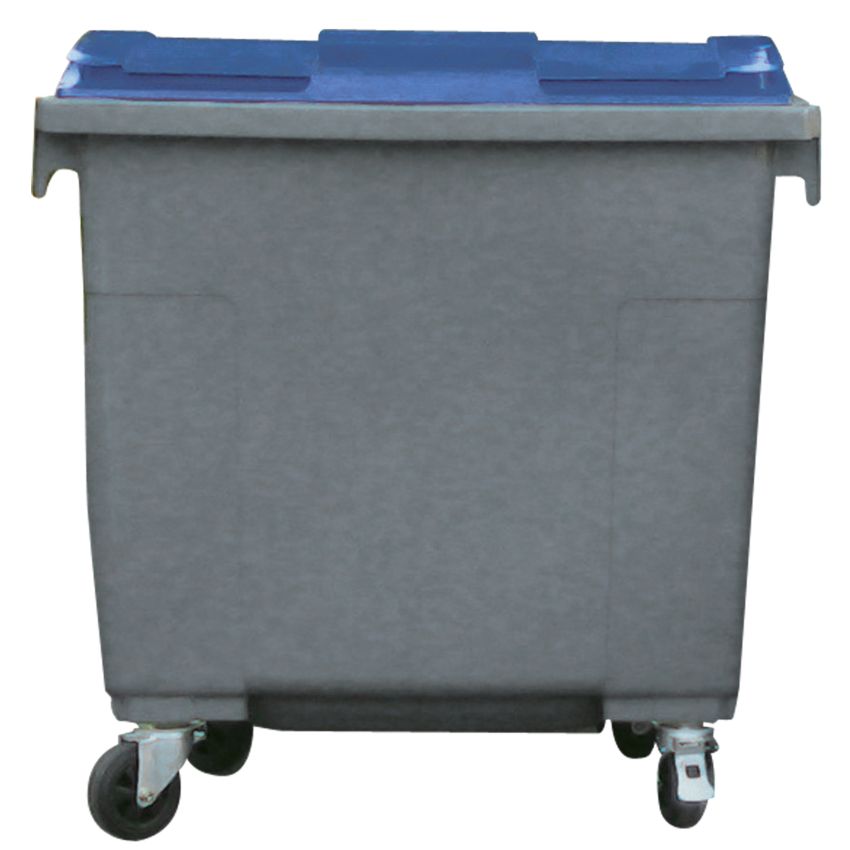 Conteneur plastique à couvercle couleur 4 roues, 660 L