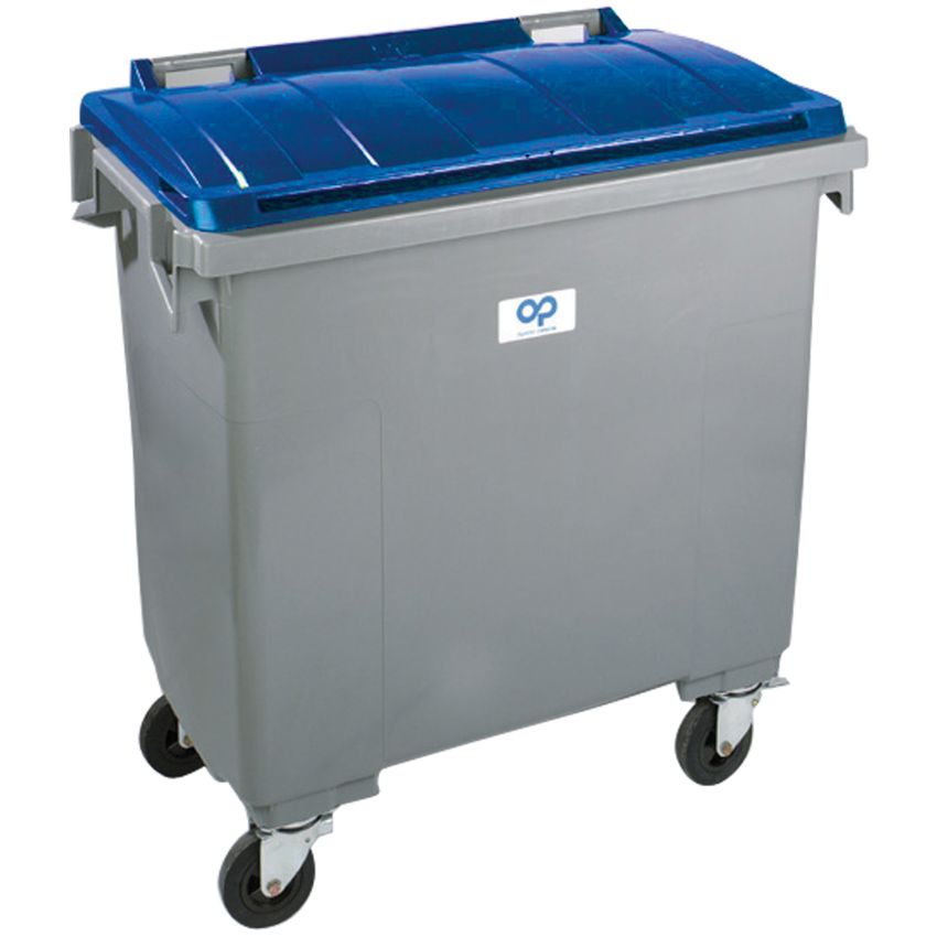 Conteneur plastique à couvercle couleur 4 roues, 1000 L