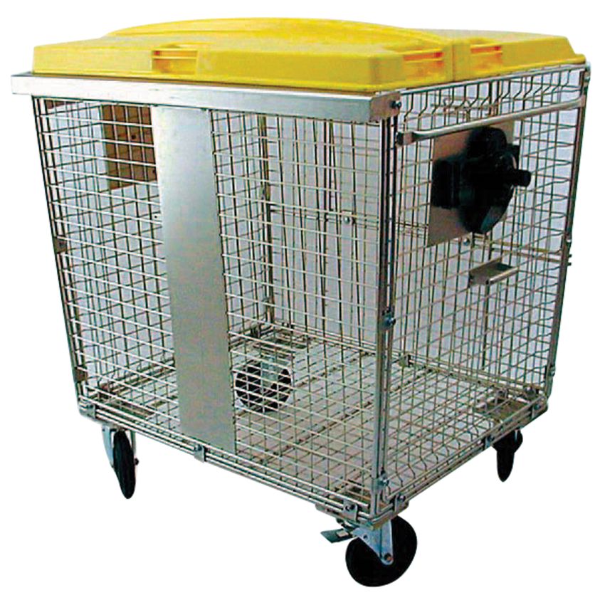 Conteneur grillagé avec couvercle 4 roues, 770 L