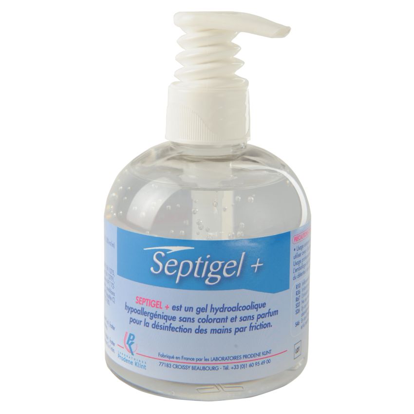 Lot 12 flacons gel hydroalcoolique Septigel+, 300 mL