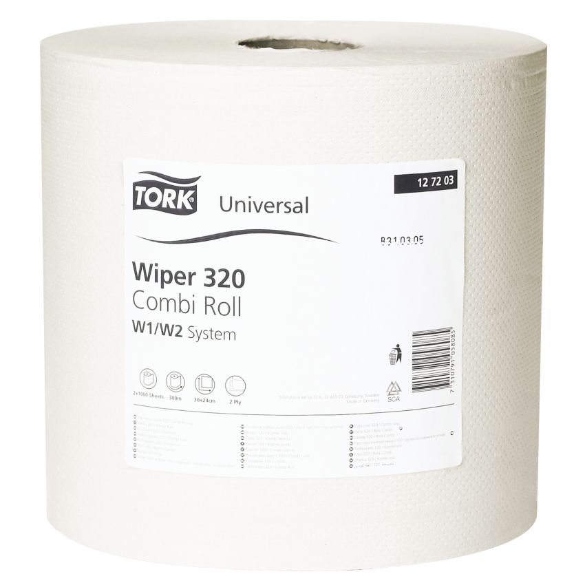 Bobines blanches Tork Universal 320 pour essuyage courant, 1000 feuilles