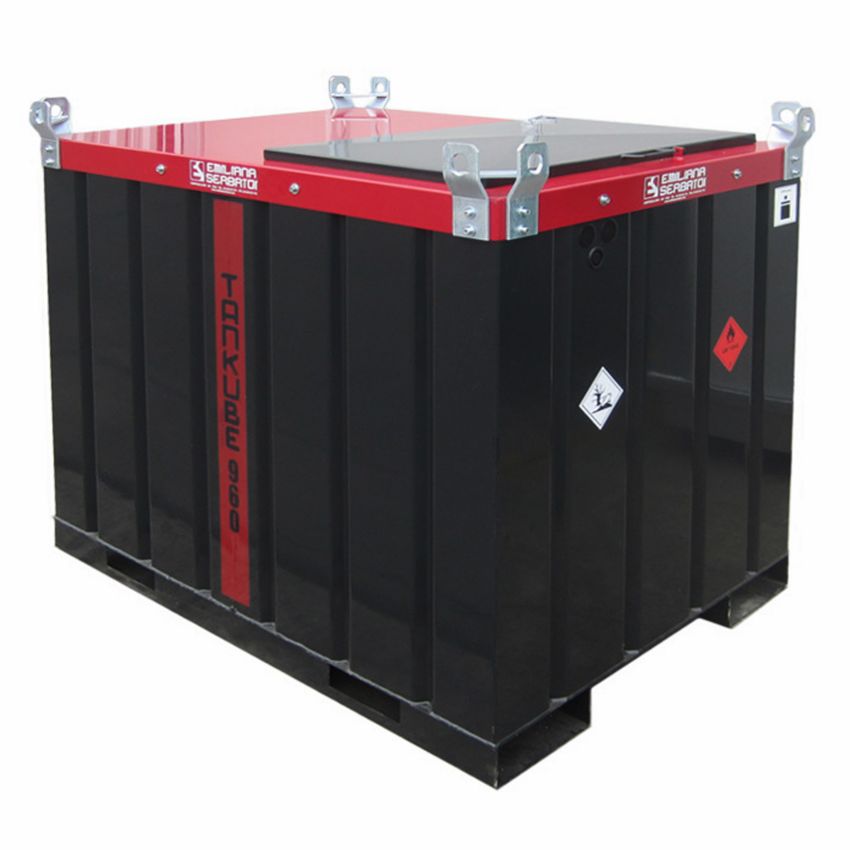 Cuve de transport gasoil acier double paroi Tankube équipée 440 L, pour groupe éléctrogène, homologuée ADR