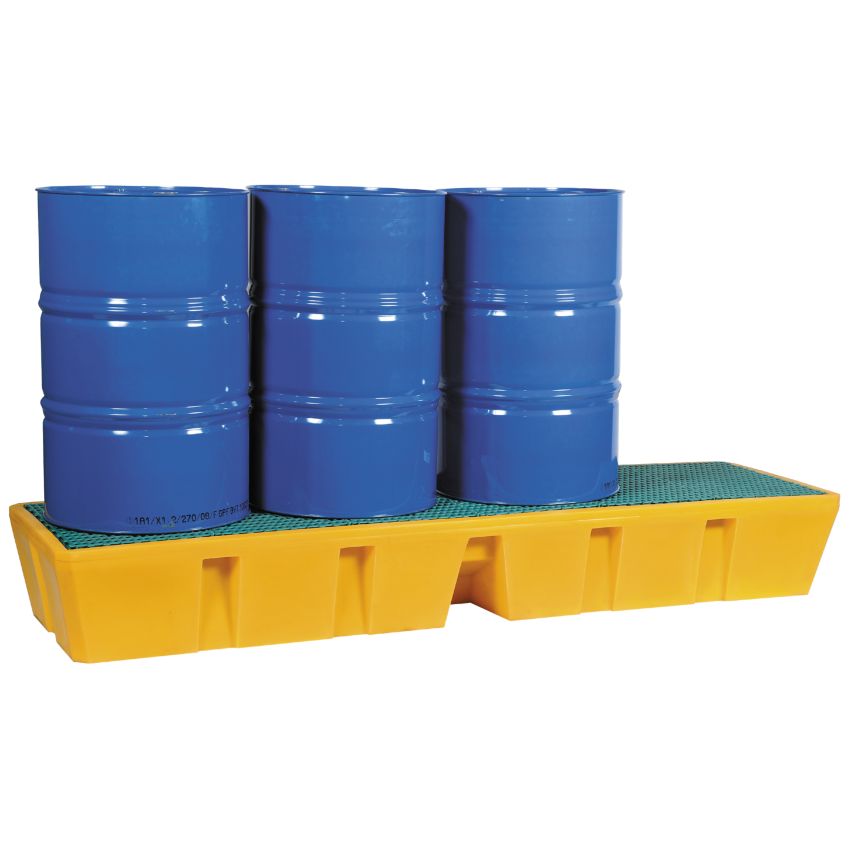 Bac de rétention polyéthylène 4 fûts en ligne, 450 litres