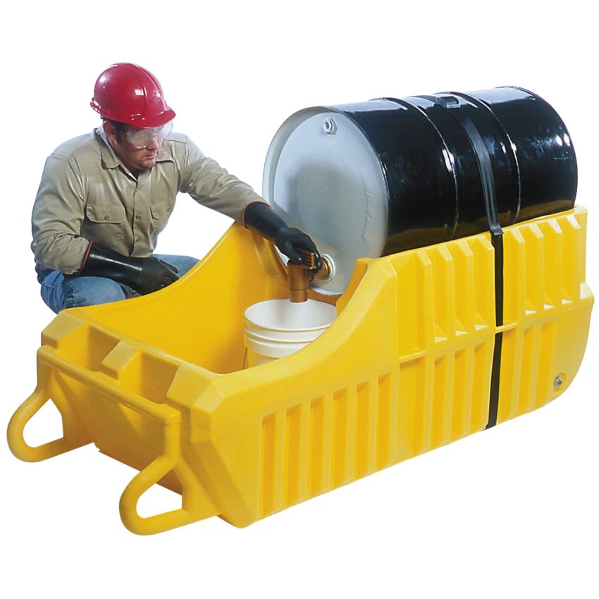 Chariot distributeur polyéthylène avec rétention 1 fût, 250 litres