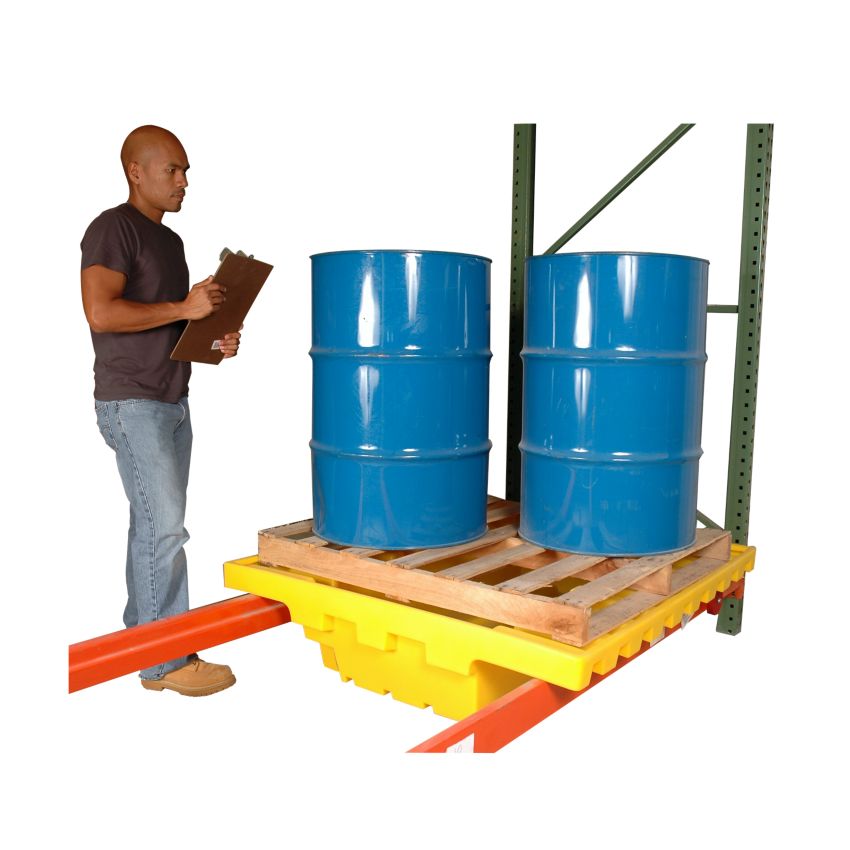 Bac de rétention polyéthylène 2 fûts spécial racks à palettes, 220 litres