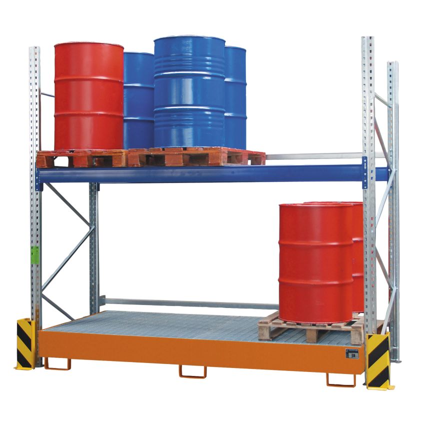 Rayonnage acier verni à palettes avec bac de rétention 540 litres