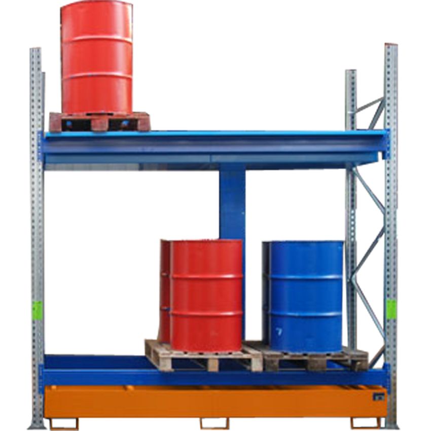 Rayonnage acier verni à palettes avec bac de rétention 540 litres