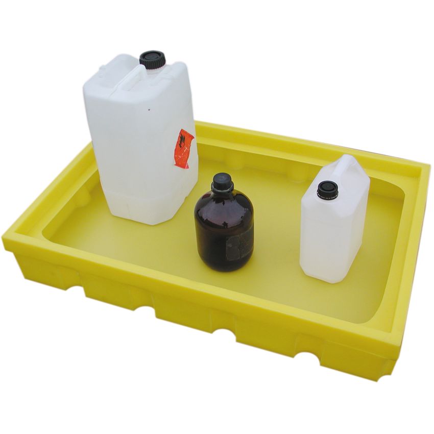 Bac de rétention polyéthylène à fond plat pour bidons et fûts, 100 litres