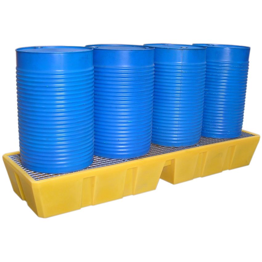 Bac de rétention polyéthylène 4 fûts en ligne, 450 litres