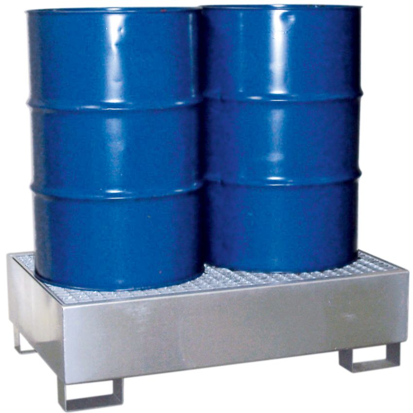 Bac de rétention acier galvanisé 2 fûts, 220 litres