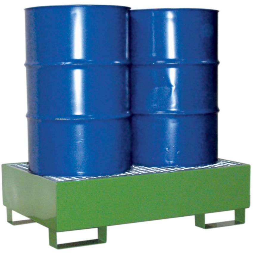 Bac de rétention acier verni 2 fûts, 220 litres