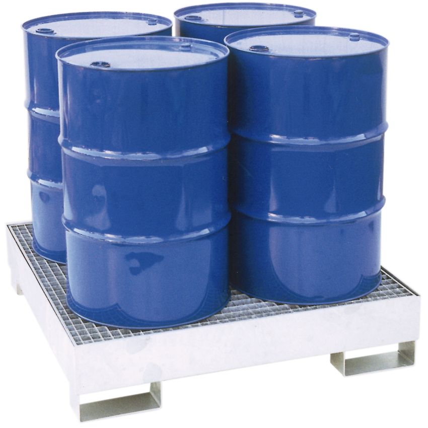 Bac de rétention acier galvanisé 4 fûts, 440 litres